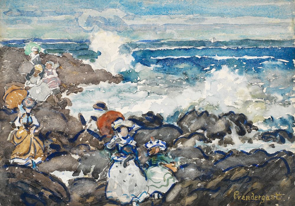 Rocks, Waves and Figures by Maurice Brazil Prendergast