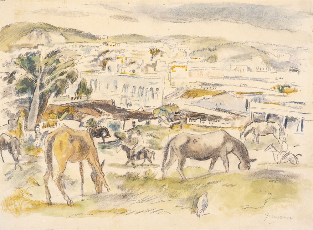 Horses in Landscape by Jules Pascin