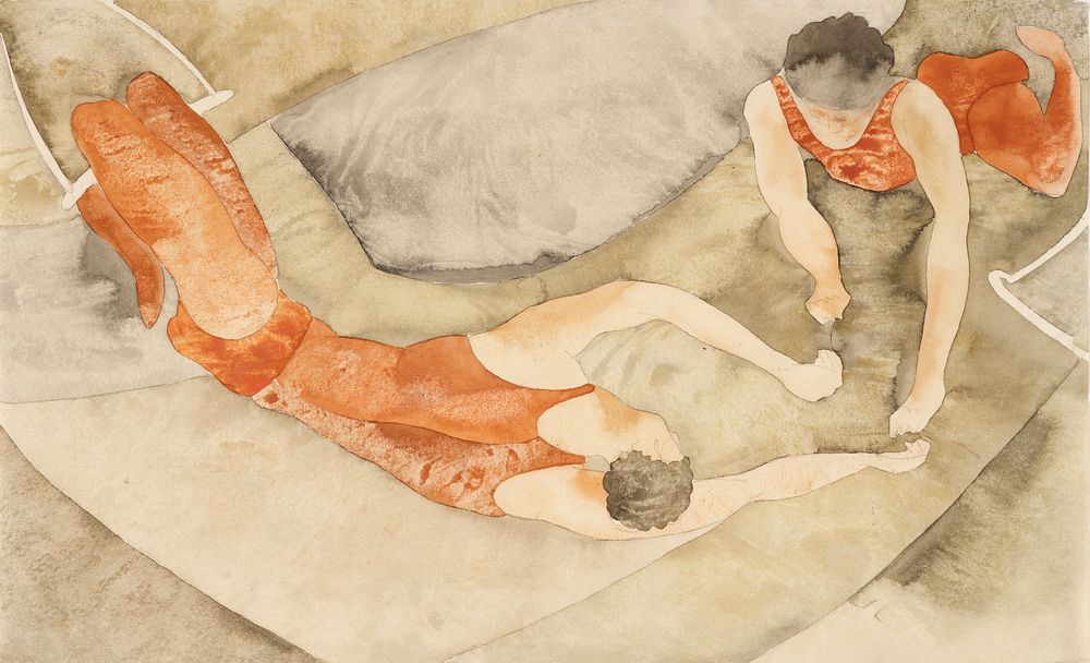 Two Trapeze Performers in Red by Charles Demuth