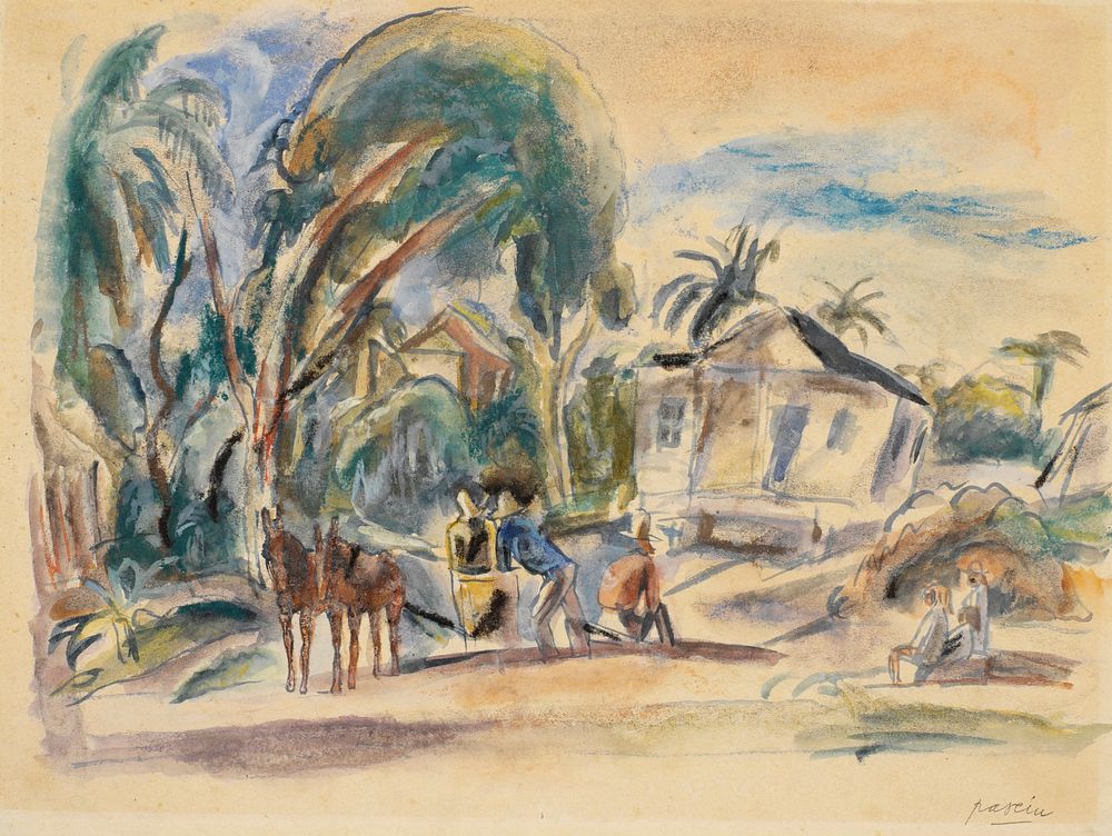Landscape, Houses and Trees by Jules Pascin