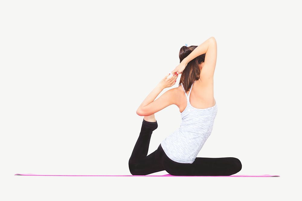 Yoga woman stretching collage element psd
