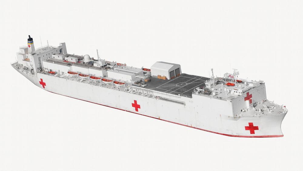 Military hospital ship, isolated vehicle image