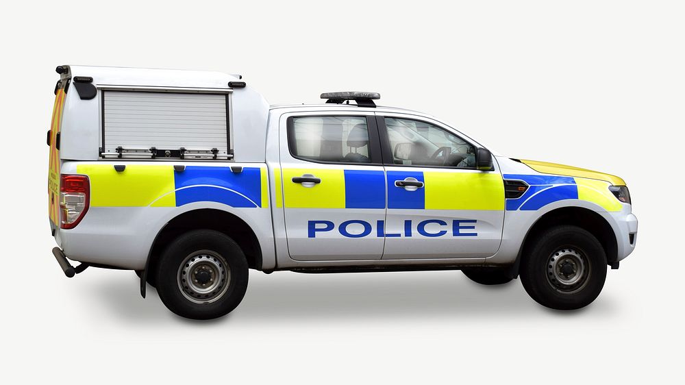 Police car, vehicle collage element psd