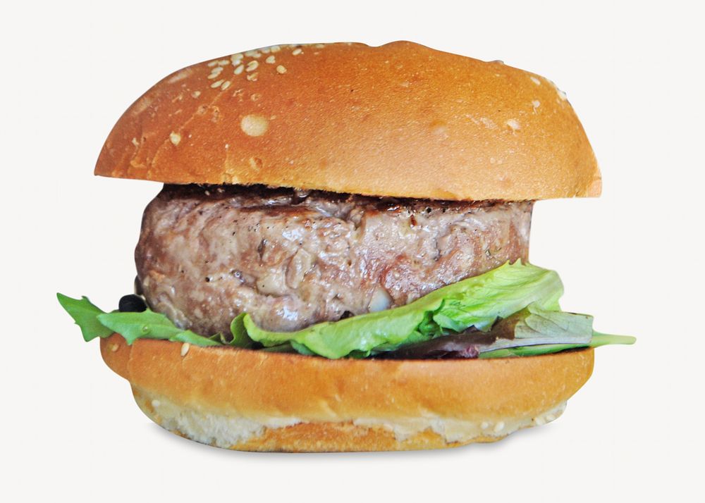 Beef burger food, isolated image