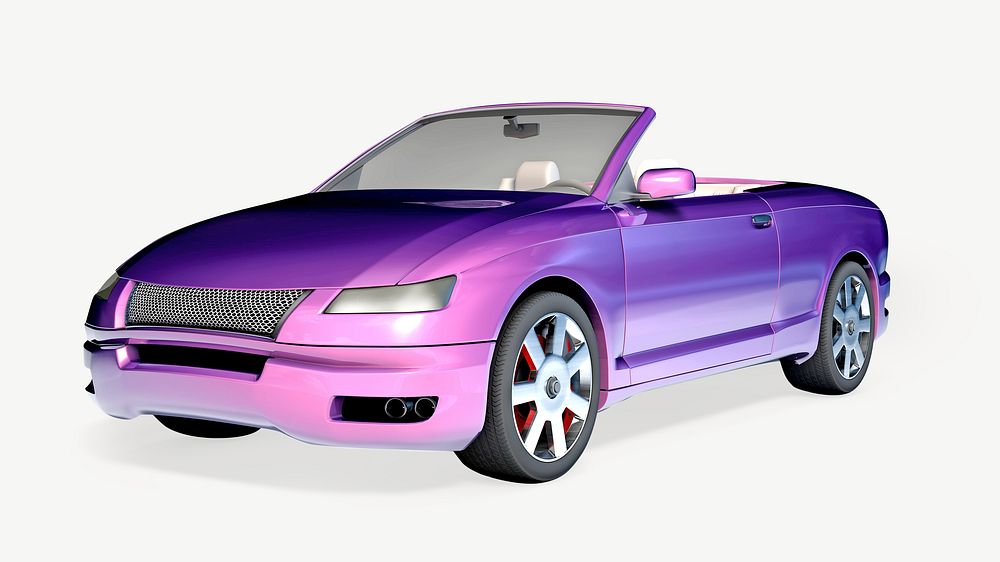 Purple sports car, vehicle collage element psd