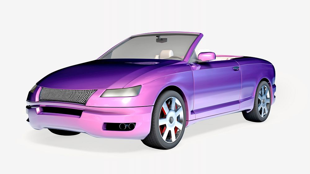 Purple sports car, isolated vehicle image