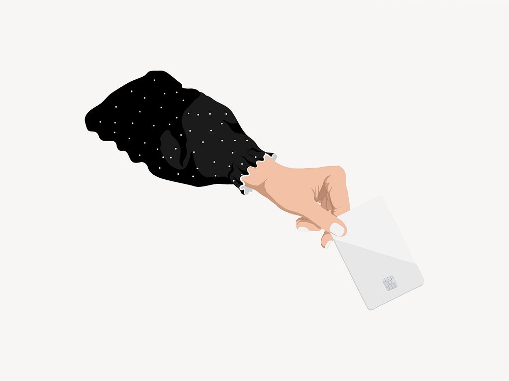 Credit card in hand vector illustration collage element 