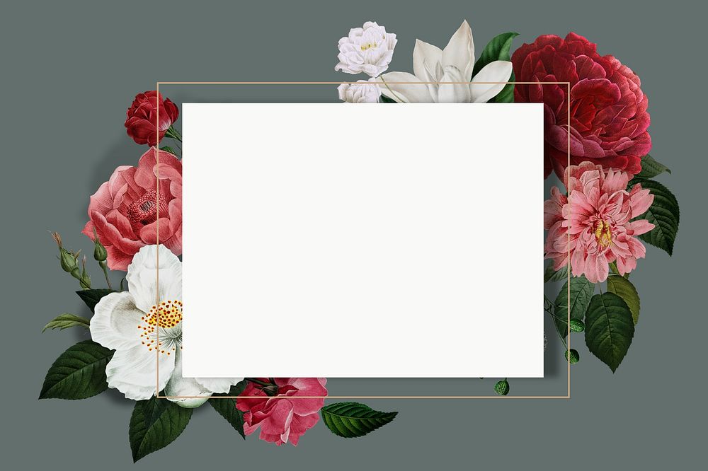 Vintage floral frame background, aesthetic botanical illustration