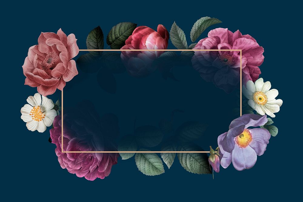 Aesthetic vintage floral frame background illustration