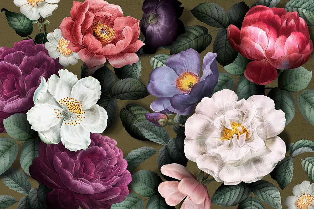 Aesthetic vintage flower pattern background