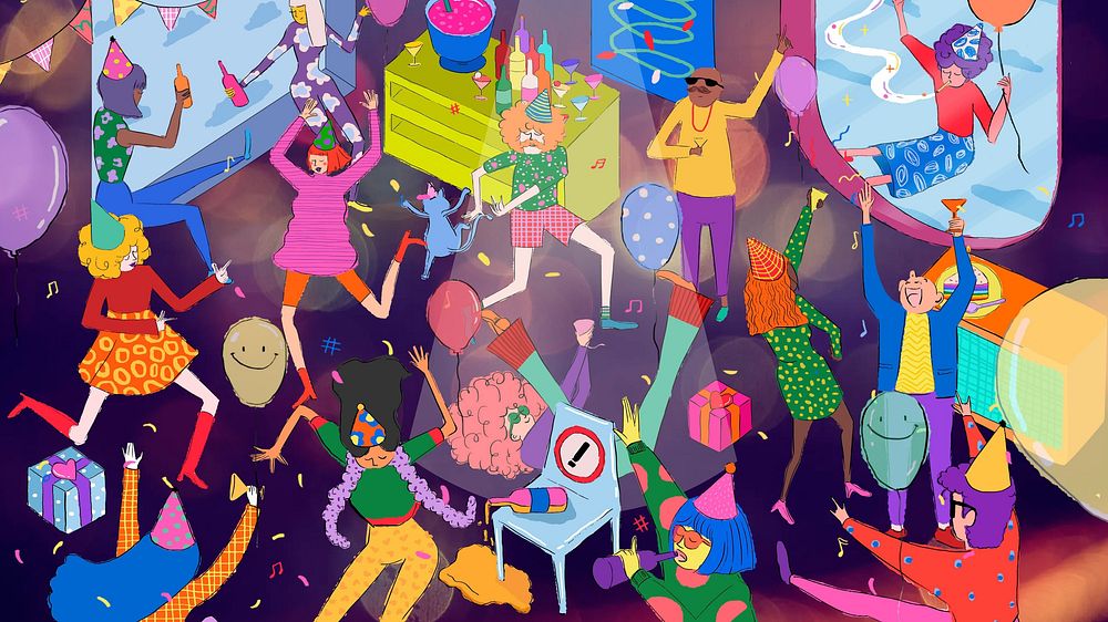 Dance party computer wallpaper background | Premium Photo Illustration ...