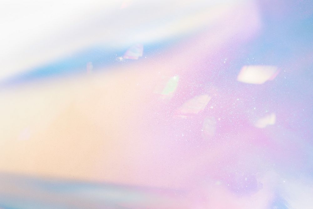 Pastel holographic gradient background, colorful butterfly bokeh