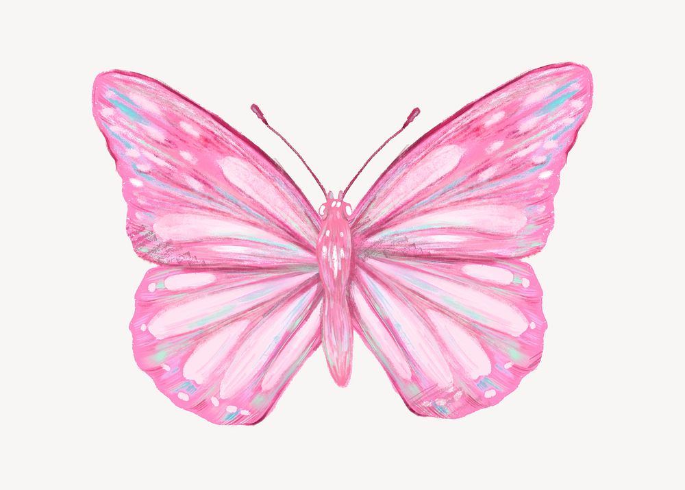 Pink butterfly, aesthetic journal collage element psd