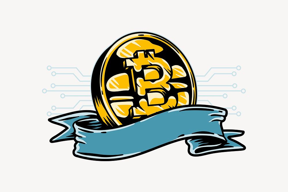 Bitcoin banner element, retro design vector