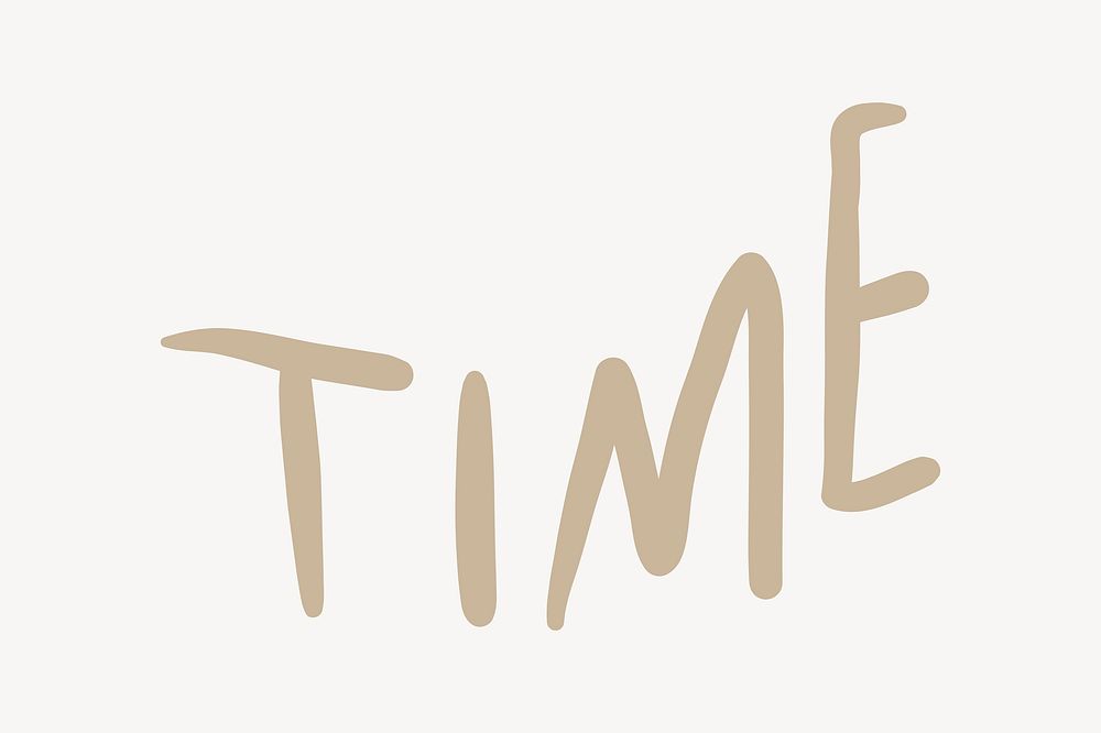 Time word, cute typography vector
