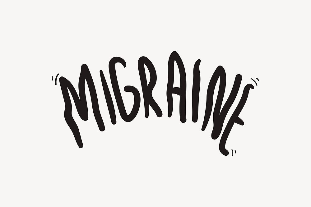 Migraine word, comic typography vector