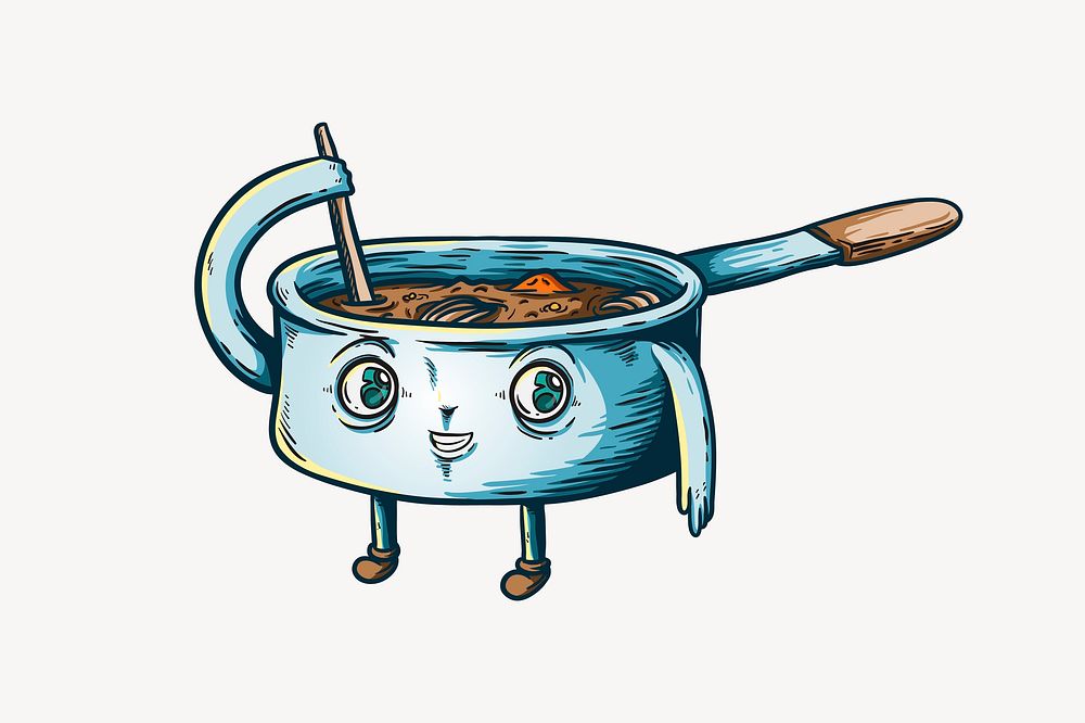 Cute cartoon cooking pot element illustration vector