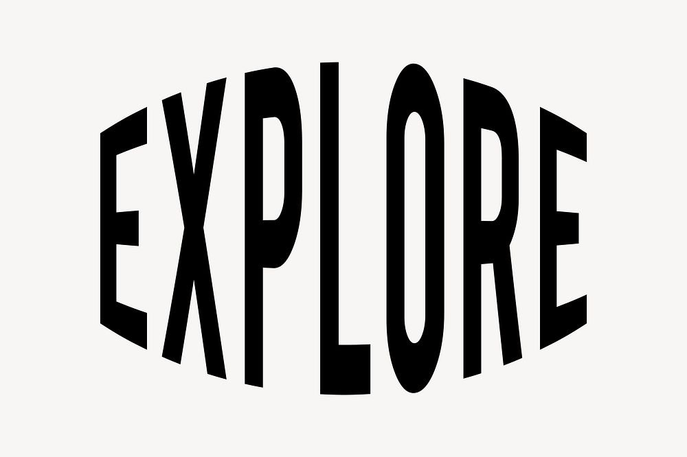 Explore word, retro typography vector