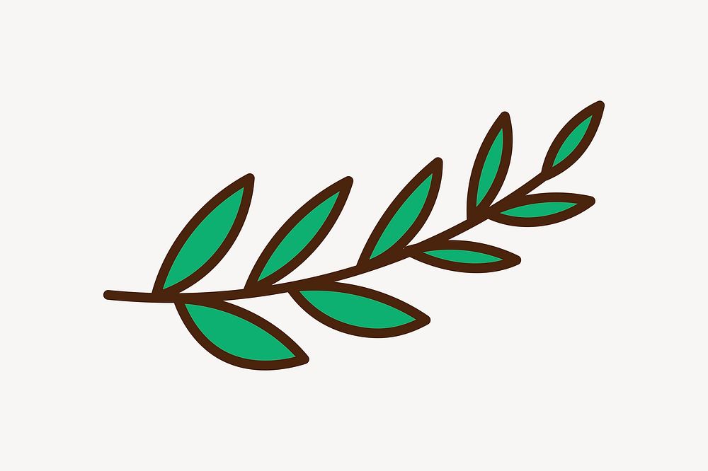 Leaf branch, line art illustration vector