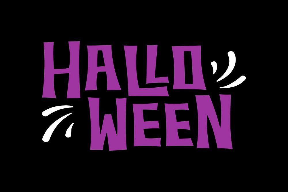 Halloween word, purple typography vector