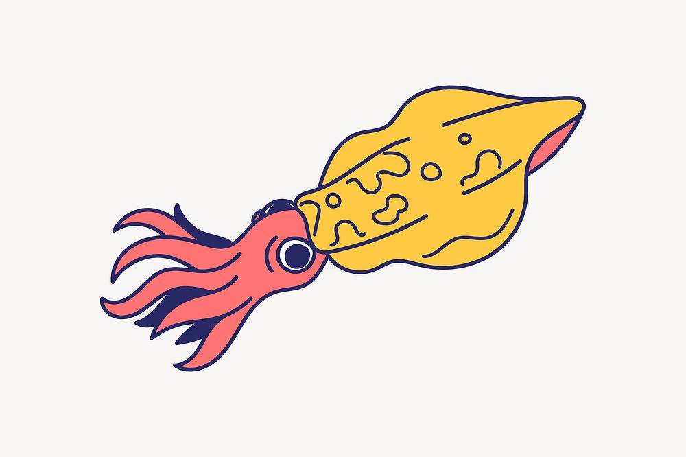 Squid, sea animal illustration vector