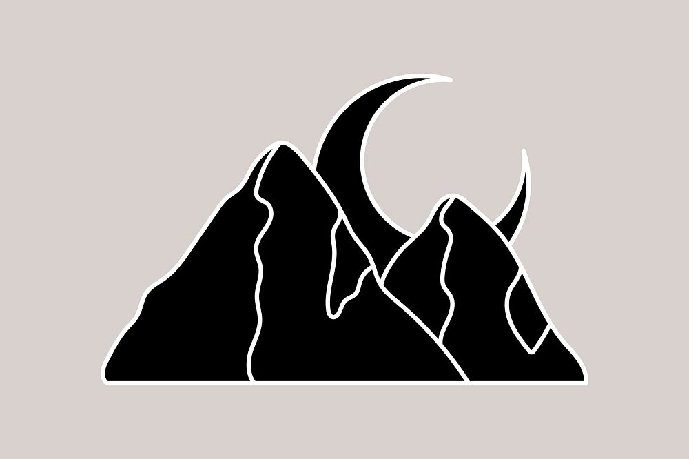 Mountain and crescent moon illustration vector