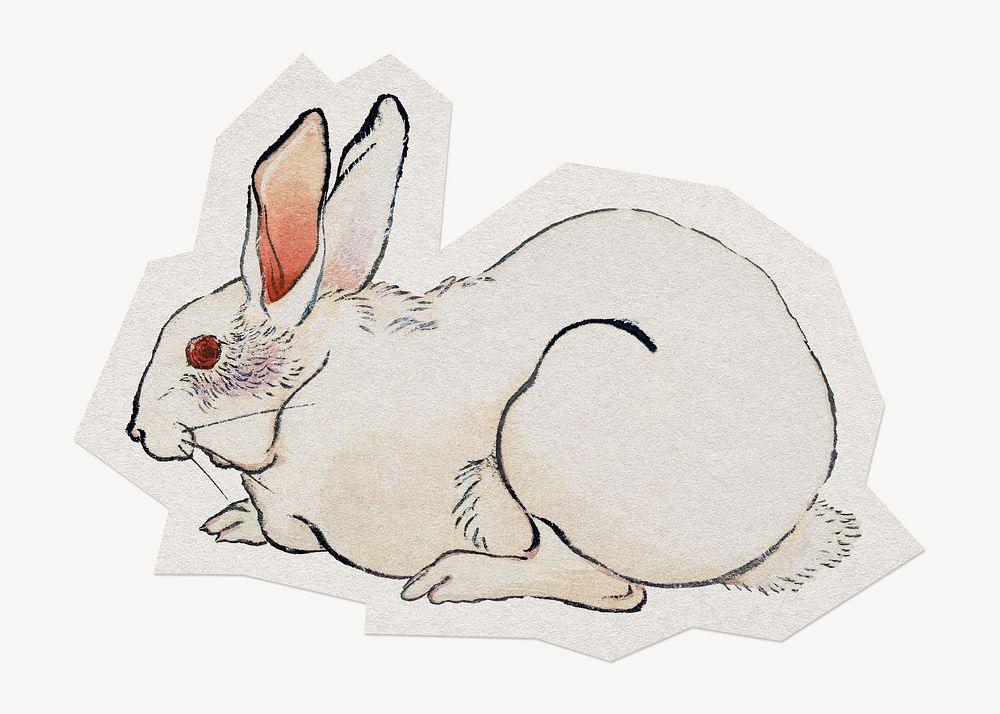 Vintage rabbit  paper cut isolated design