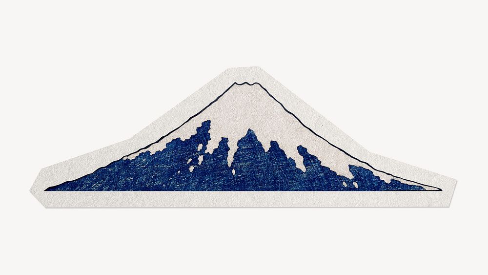 Hokusai's Mount Fuji, paper collage element, remixed by rawpixel.