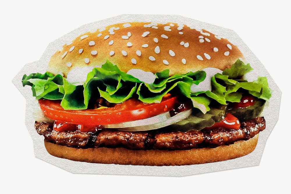 Hamburger paper cut isolated design