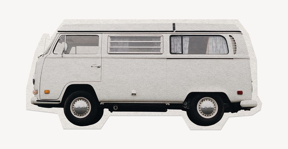Vintage van, paper cut isolated design