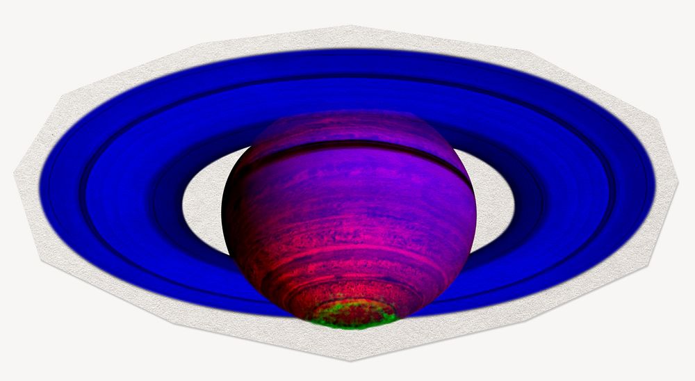 Colorful Saturn, paper cut isolated design