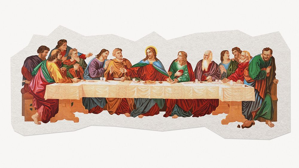 Leonardo da Vinci's  The Last Supper, paper collage element, remixed by rawpixel