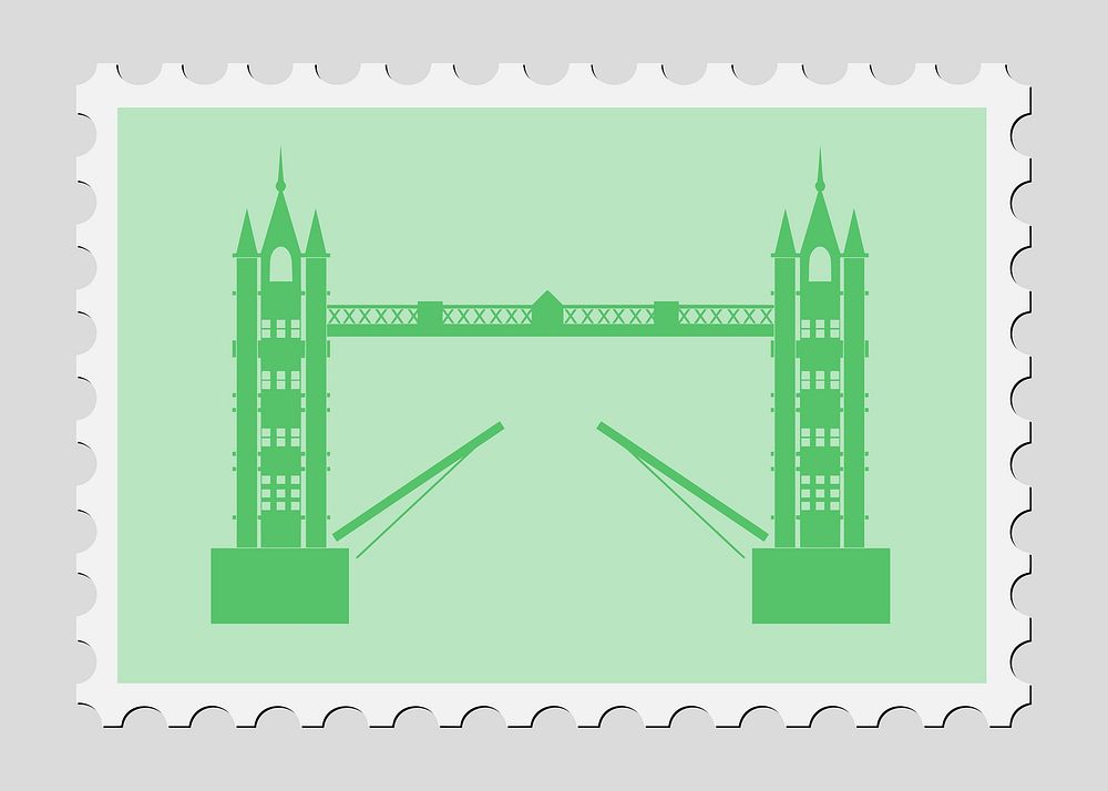 London Bridge Stamp illustration. Free public domain CC0 image.
