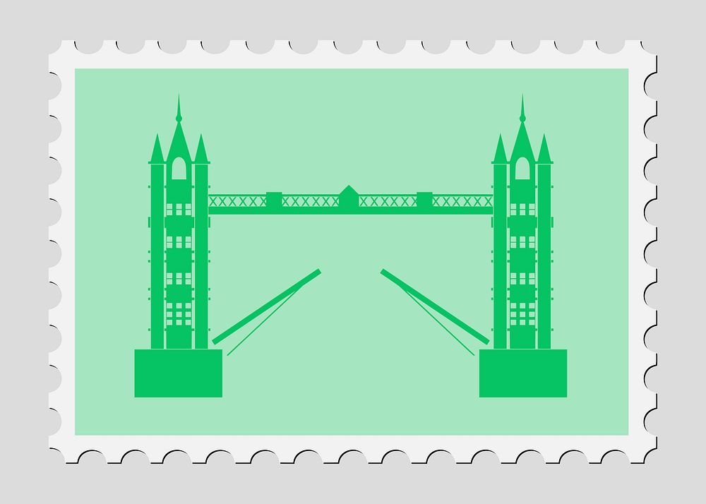 London Bridge Stamp illustration psd. Free public domain CC0 image.