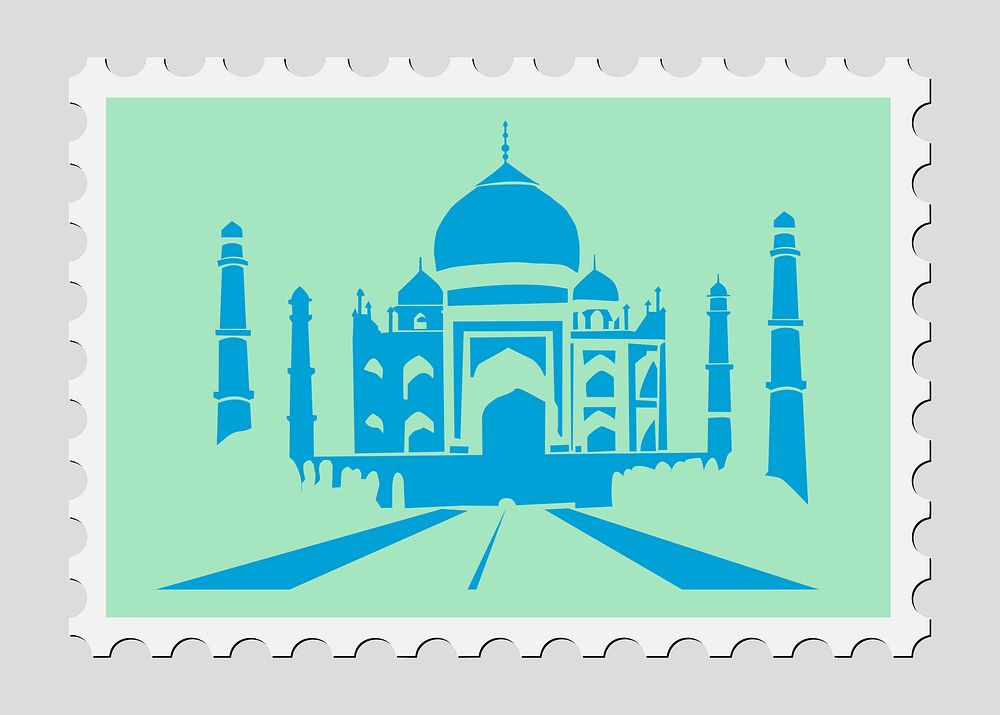 Taj Mahal Stamp illustration psd. Free public domain CC0 image.