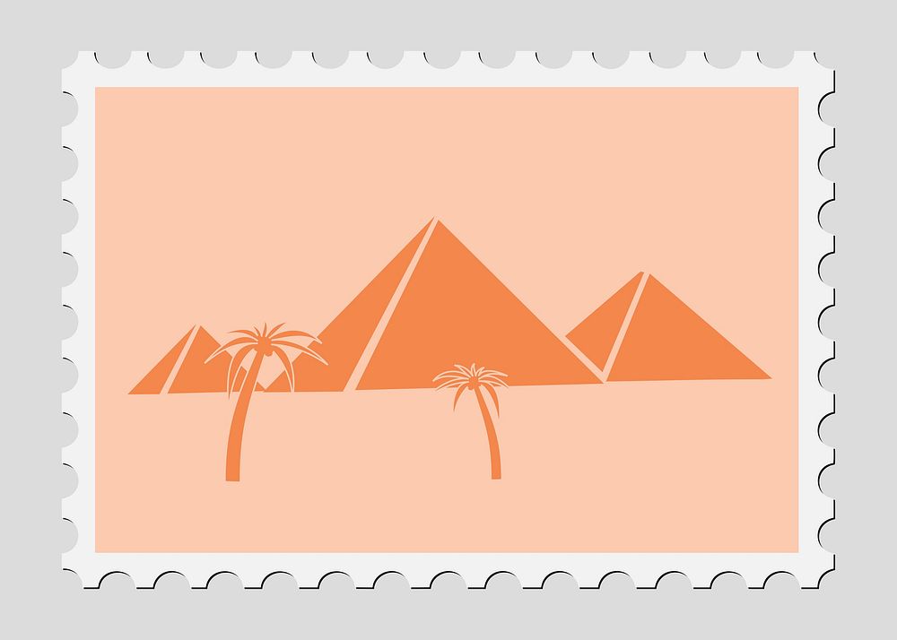  Pyramid of Giza Stamp illustration psd. Free public domain CC0 image.