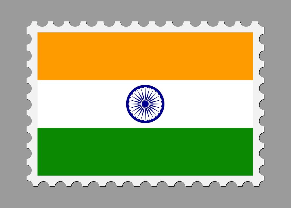 Indian flag stamp illustration. Free public domain CC0 image.