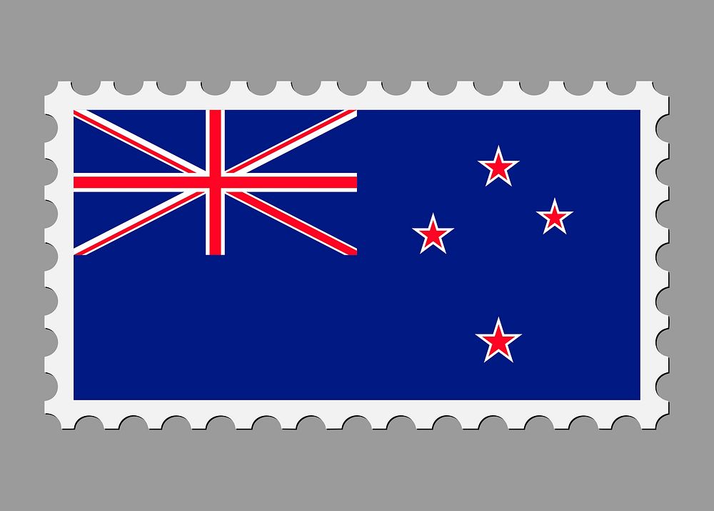 New Zealand flag stamp illustration. Free public domain CC0 image.