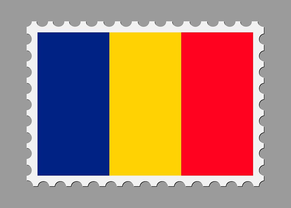 Romanian flag stamp illustration. Free public domain CC0 image.