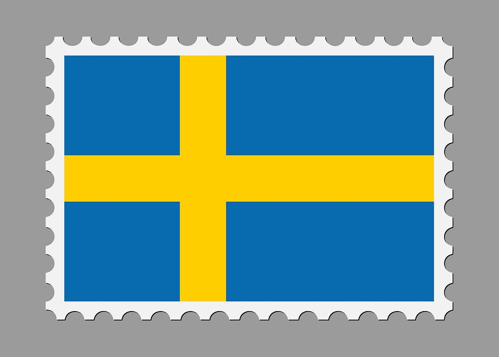 Swedish flag stamp illustration. Free public domain CC0 image.