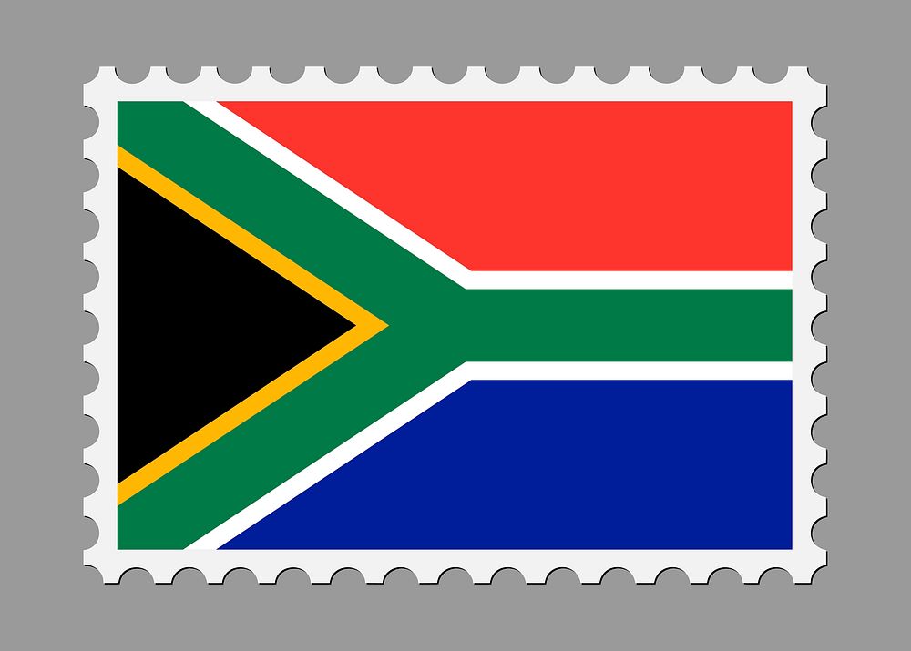 South Africa flag stamp illustration. Free public domain CC0 image.