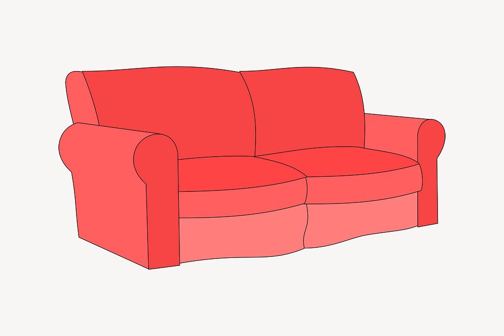 Sofa illustration. Free public domain CC0 image.