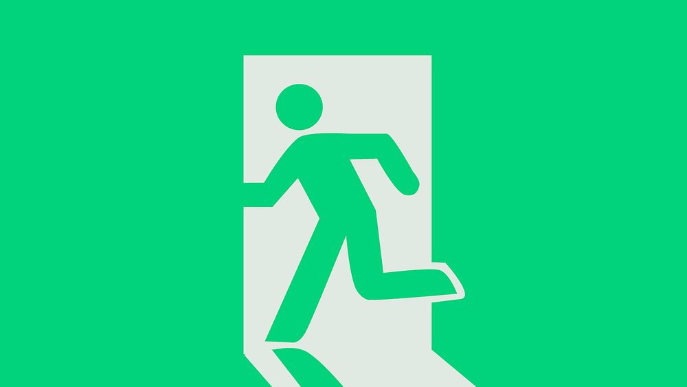Fire exit sign illustration. Free public domain CC0 image.