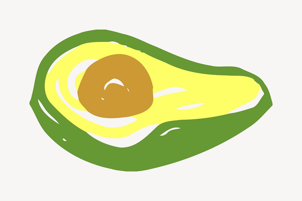 Half avocado with seed illustration vector. Free public domain CC0 image.
