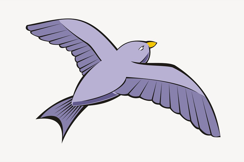 Flying bird illustration. Free public domain CC0 image.