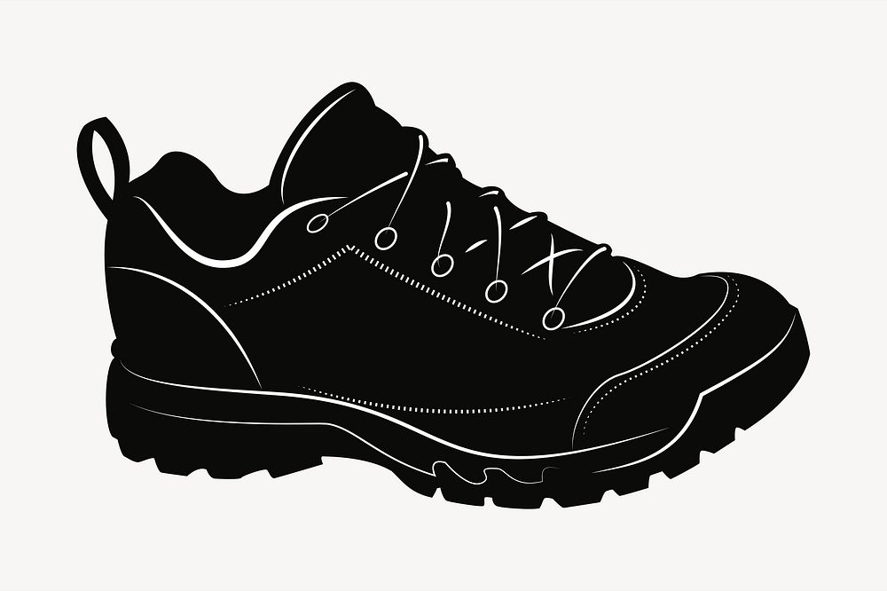 Black sneaker illustration. Free public domain CC0 image.