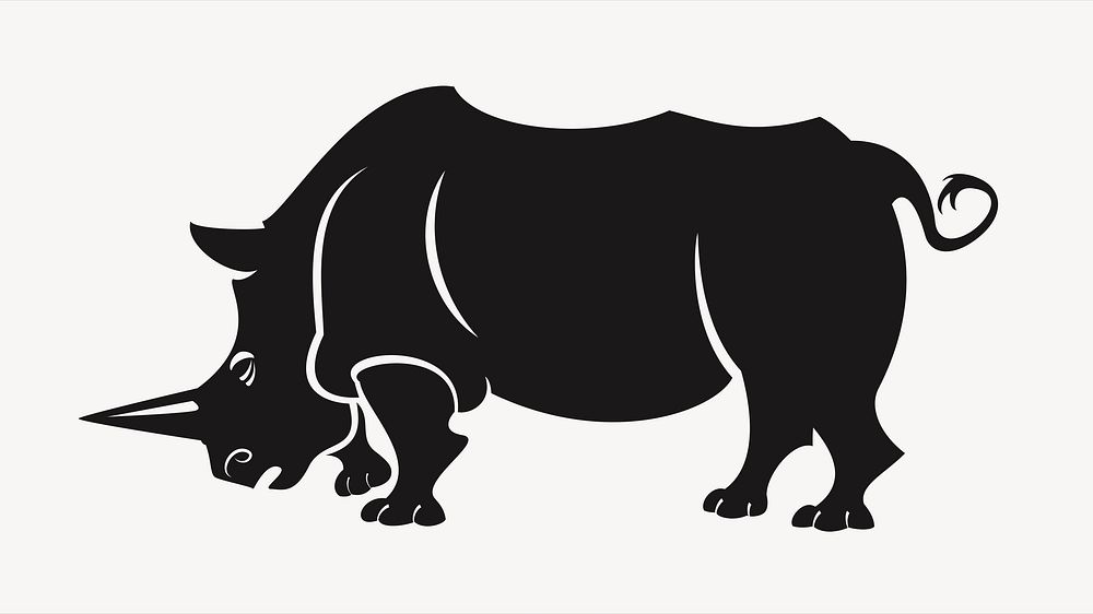 Silhouette rhino illustration. Free public domain CC0 image.