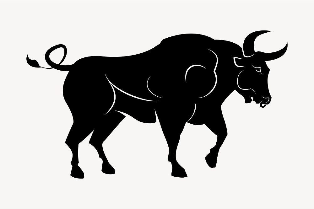 Silhouette buffalo illustration. Free public domain CC0 image.