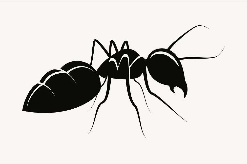 Silhouette ant illustration. Free public domain CC0 image.