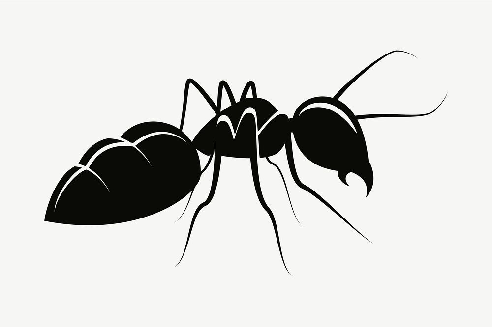 Silhouette ant clipart illustration psd. Free public domain CC0 image.